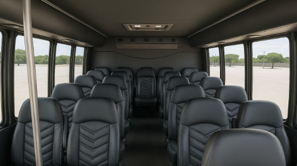 Interior of Charter Bus Company Kannapolis's 28 Passenger Mini bus in Kannapolis