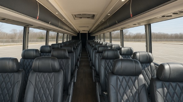 Interior of Charter Bus Company Kannapolis's 54 Passenger Charter Bus in Kannapolis