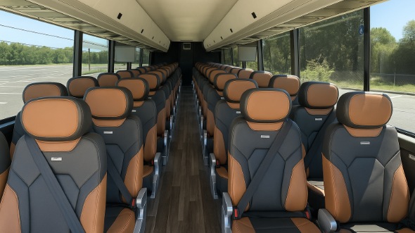 Interior of Charter Bus Company Kannapolis's 56 Passenger Charter Bus in Kannapolis