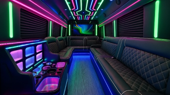 Interior of Charter Bus Company Kannapolis's Party Bus in Kannapolis