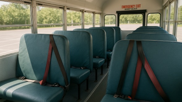Interior of Charter Bus Company Kannapolis's School Bus in Kannapolis