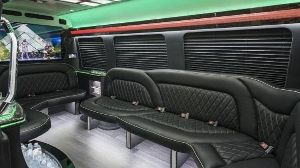 Interior of Charter Bus Company Kannapolis's Sprinter Limo in Kannapolis