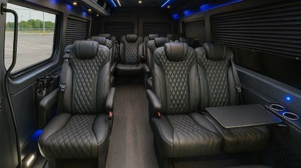 Interior of Charter Bus Company Kannapolis's Sprinter Van Rental With Driver in Kannapolis